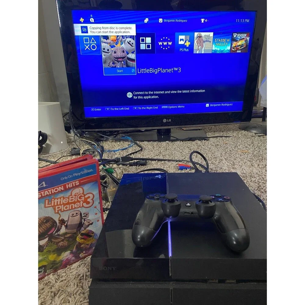 PlayStation 4 Black Console Sony PS4 500Gb Low Firmware V10 CUH-1215 W Control